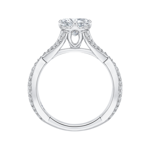 14K White Gold Split Shank Round Diamond Engagement Ring (Semi Mount)