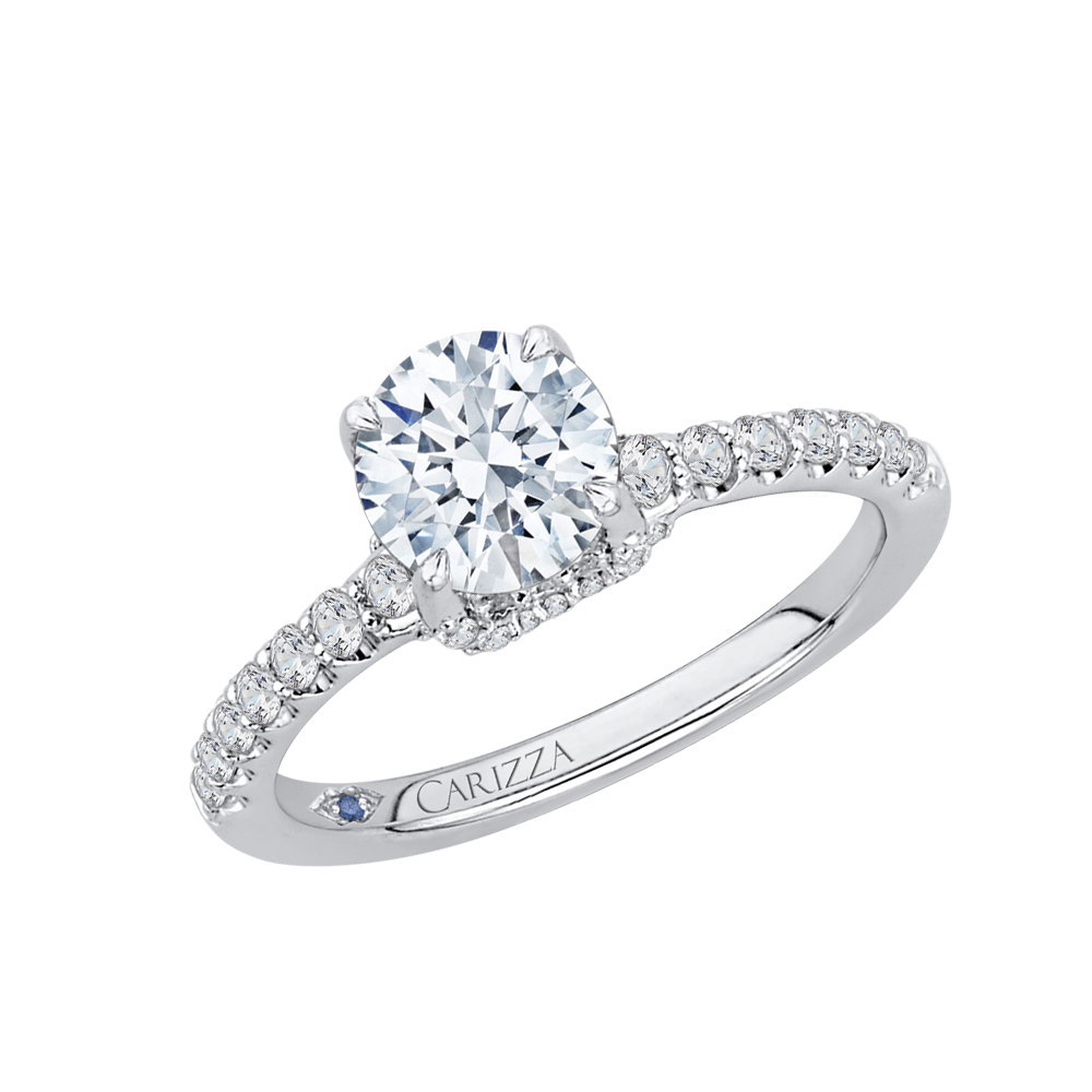 Round Diamond Engagement Ring In 14K White Gold (Semi Mount)