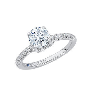 Round Diamond Engagement Ring In 14K White Gold (Semi Mount)