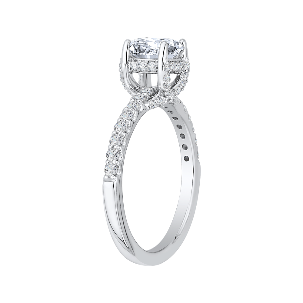 Round Diamond Engagement Ring In 14K White Gold (Semi Mount)