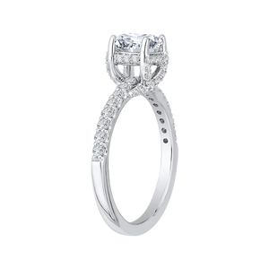 Round Diamond Engagement Ring In 14K White Gold (Semi Mount)