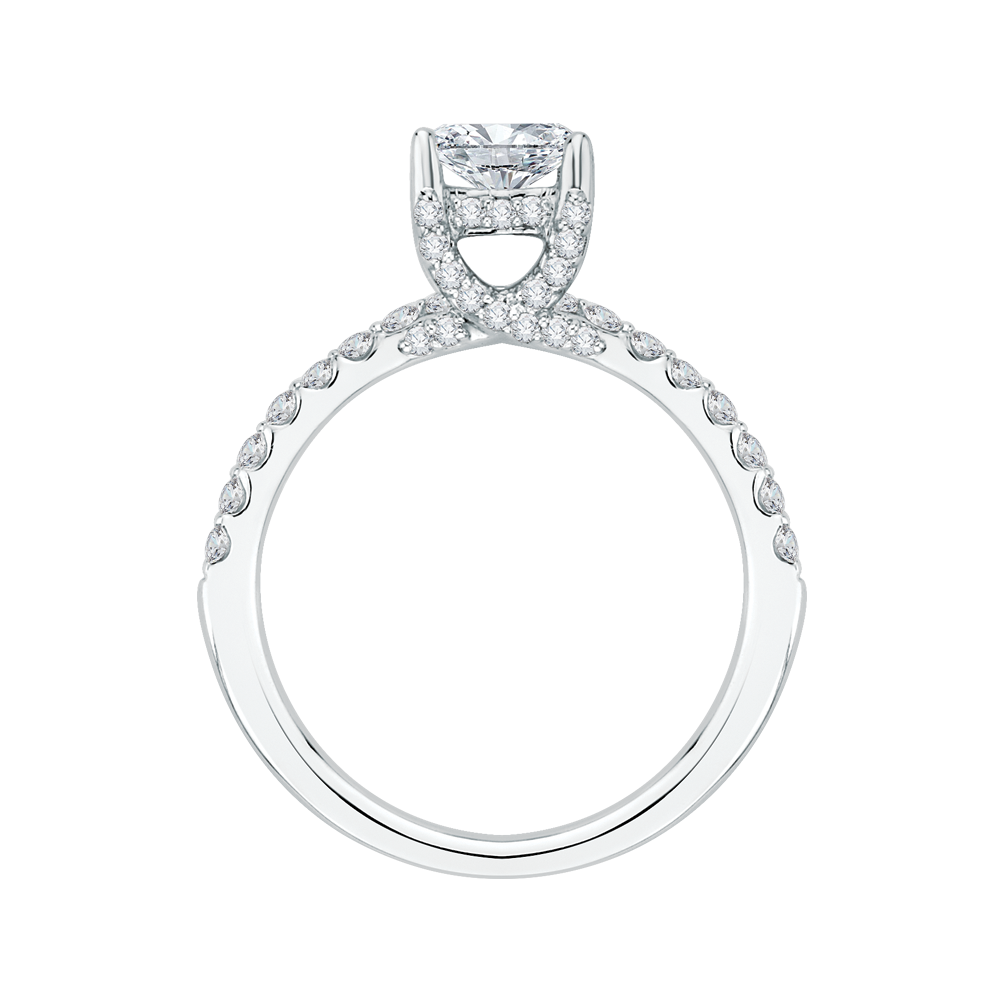 Round Diamond Engagement Ring In 14K White Gold (Semi Mount)