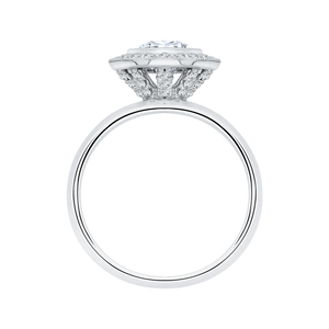 14K White Gold Round Diamond Halo Engagement Ring (Semi Mount)