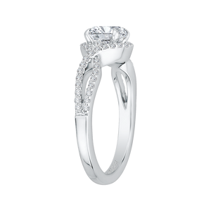 Round Diamond Engagement Ring In 14K White Gold with Split Shank (Semi Mount)