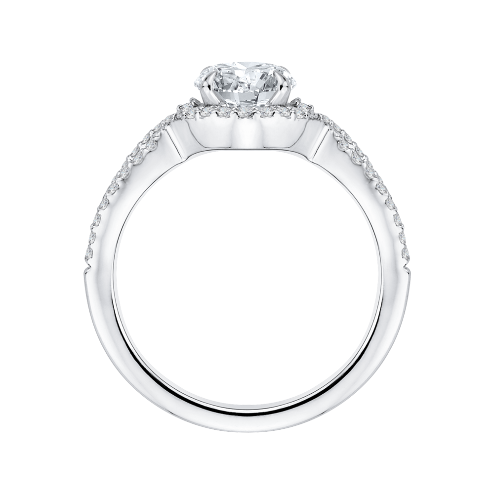 Round Diamond Engagement Ring In 14K White Gold with Split Shank (Semi Mount)