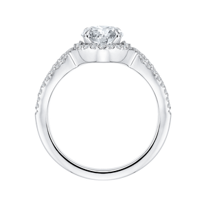 Round Diamond Engagement Ring In 14K White Gold with Split Shank (Semi Mount)