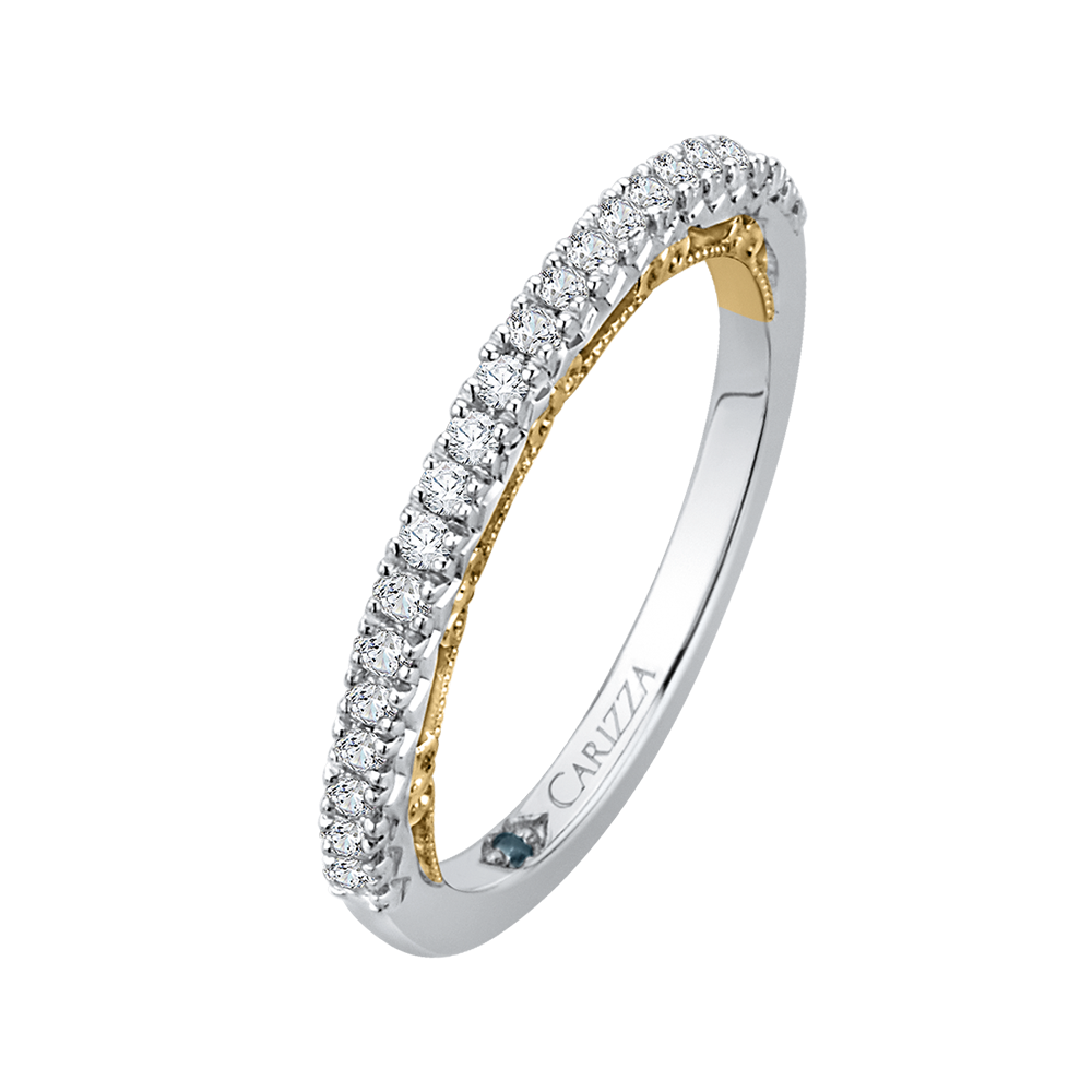 Round Diamond Half Eternity Wedding Band In 14K Two Tone Gold