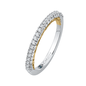 Round Diamond Half Eternity Wedding Band In 14K Two Tone Gold