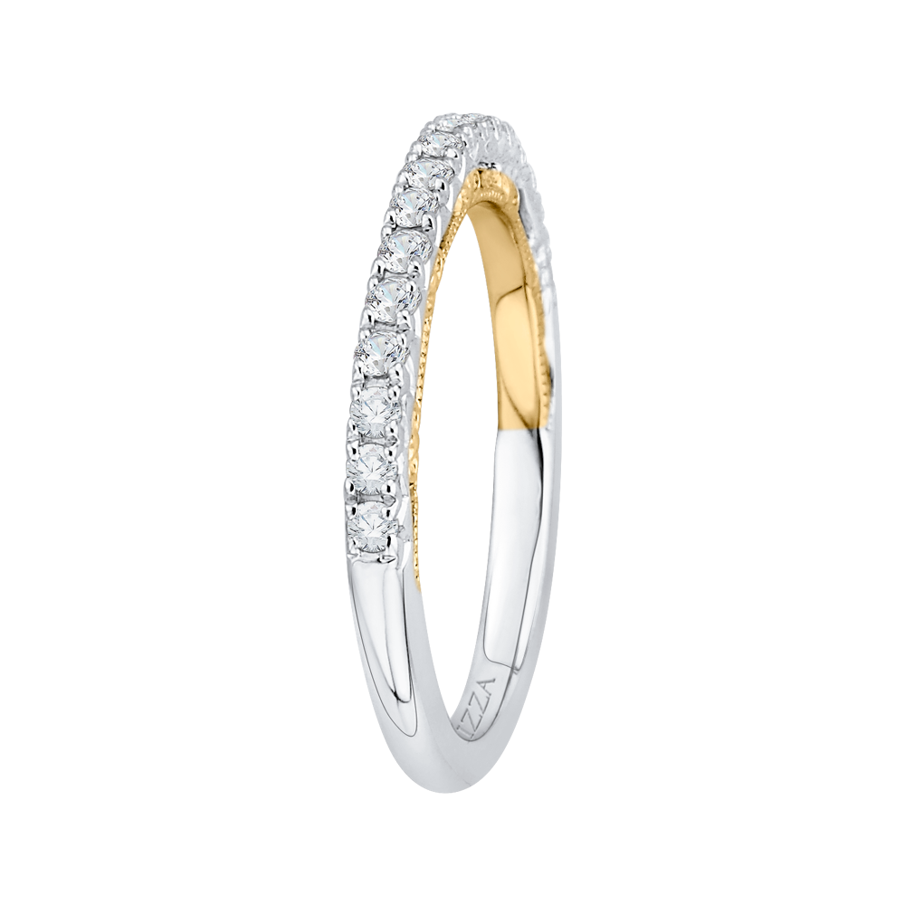 Round Diamond Half Eternity Wedding Band In 14K Two Tone Gold