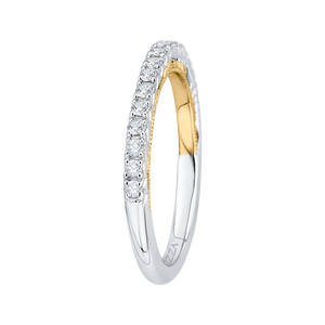 Round Diamond Half Eternity Wedding Band In 14K Two Tone Gold