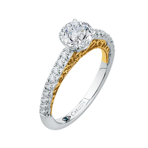 Round Diamond Engagement Ring In 14K Two Tone Gold (Semi Mount)