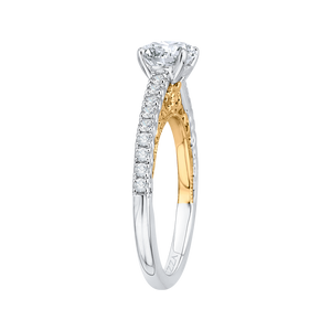 Round Diamond Engagement Ring In 14K Two Tone Gold (Semi Mount)