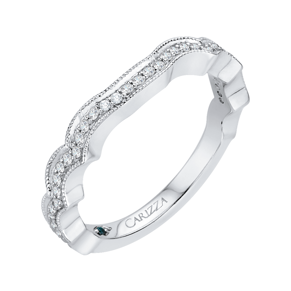 14K White Gold Round Diamond Wedding Band