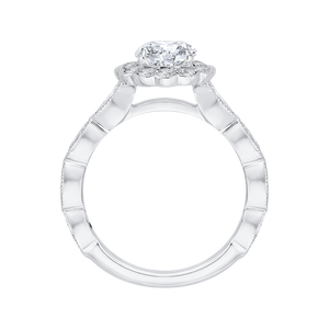 14K White Gold Round Diamond Halo Engagement Ring (Semi Mount)