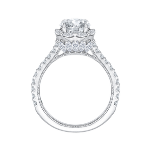 14K White Gold Round Cut Diamond Halo Engagement Ring (Semi Mount)