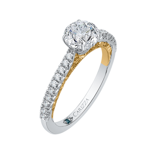 Round Diamond Engagement Ring In 14K Two Tone Gold (Semi Mount)