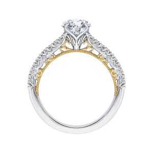 Round Diamond Engagement Ring In 14K Two Tone Gold (Semi Mount)