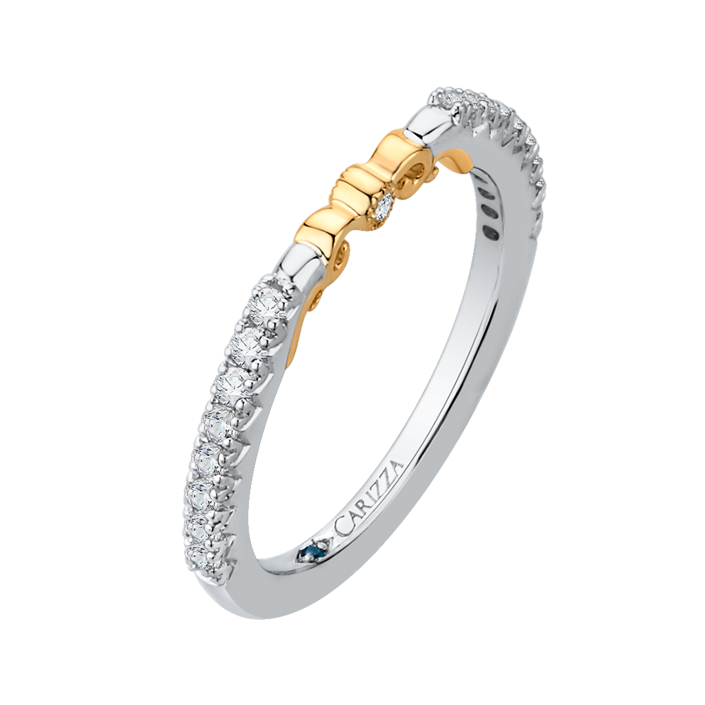 14K Two Tone Gold Round Diamond Wedding Band