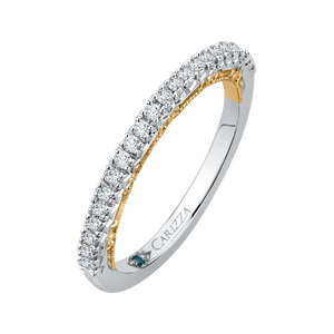 14K Two Tone Gold Round Diamond Half Eternity Wedding Band