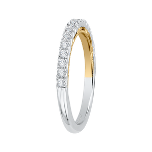 14K Two Tone Gold Round Diamond Half Eternity Wedding Band