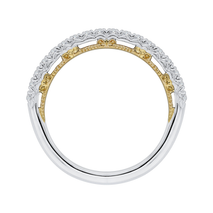 14K Two Tone Gold Round Diamond Half Eternity Wedding Band
