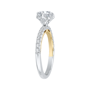 14K Two Tone Gold Round Diamond Engagement Ring (Semi Mount)