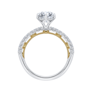 14K Two Tone Gold Round Diamond Engagement Ring (Semi Mount)