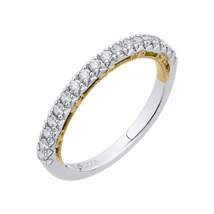 Round Diamond Half Eternity Wedding Band In 14K Two Tone Gold