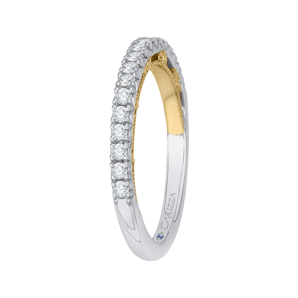 Round Diamond Half Eternity Wedding Band In 14K Two Tone Gold