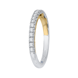 Round Diamond Half Eternity Wedding Band In 14K Two Tone Gold