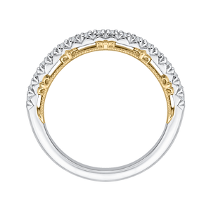 Round Diamond Half Eternity Wedding Band In 14K Two Tone Gold