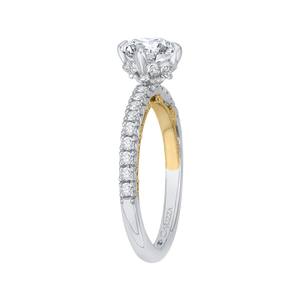 14K Two Tone Gold Round Diamond Engagement Ring (Semi Mount)