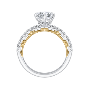 14K Two Tone Gold Round Diamond Engagement Ring (Semi Mount)