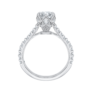 14K White Gold Round Diamond Cathedral Style Engagement Ring (Semi Mount)