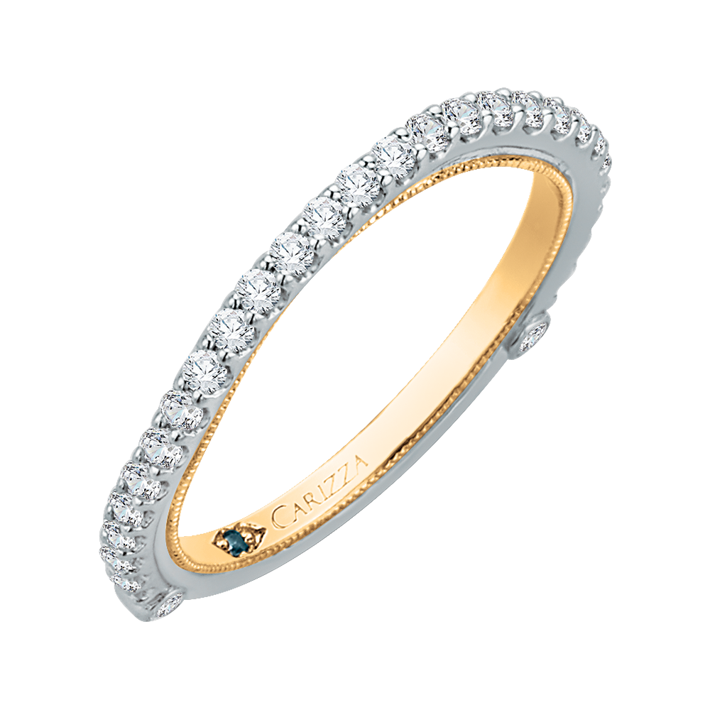 14K Two Tone Gold Round Diamond Wedding Band