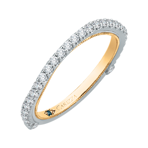 14K Two Tone Gold Round Diamond Wedding Band