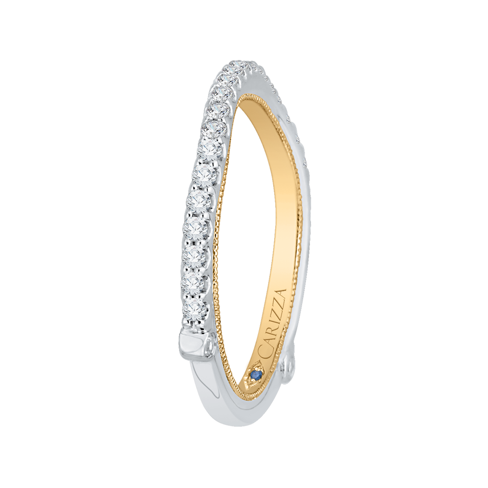 14K Two Tone Gold Round Diamond Wedding Band