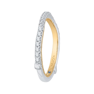 14K Two Tone Gold Round Diamond Wedding Band