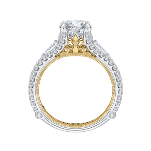 14K Two Tone Gold Round Diamond Engagement Ring with Split Shank (Semi Mount)