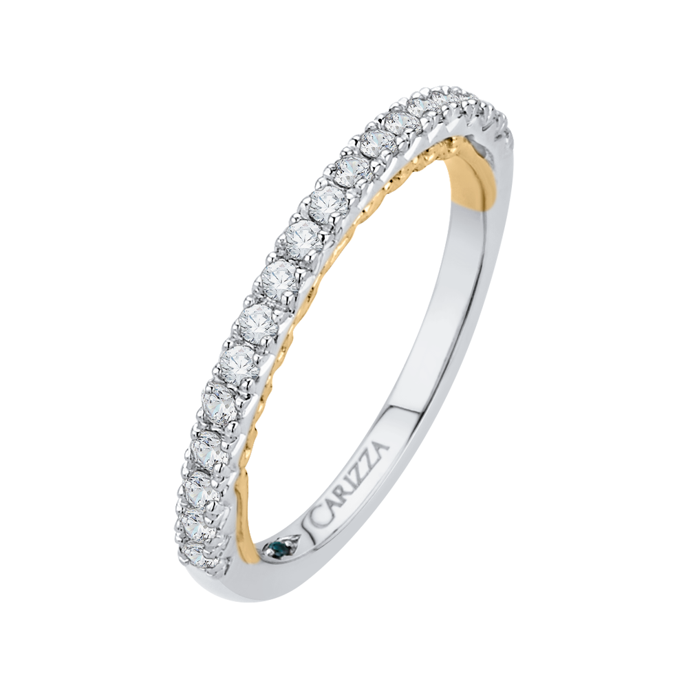 Round Diamond Half Eternity Wedding Band In 14K Two Tone Gold