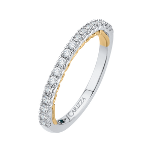 Round Diamond Half Eternity Wedding Band In 14K Two Tone Gold