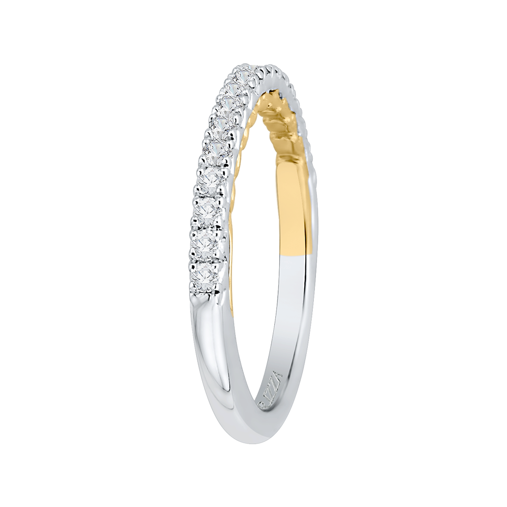 Round Diamond Half Eternity Wedding Band In 14K Two Tone Gold