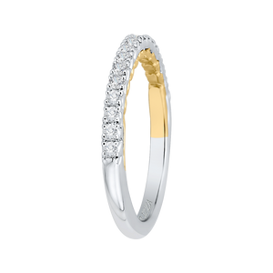 Round Diamond Half Eternity Wedding Band In 14K Two Tone Gold