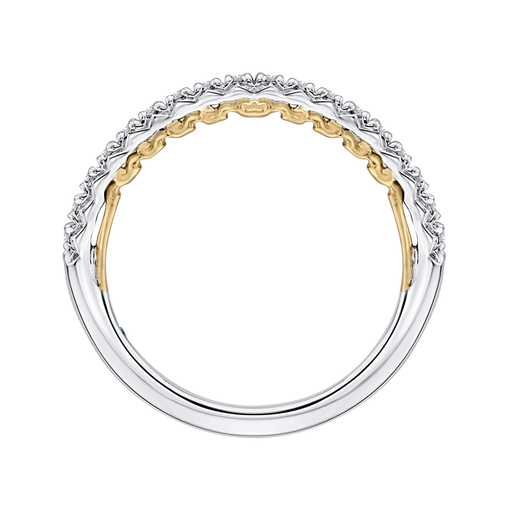 Round Diamond Half Eternity Wedding Band In 14K Two Tone Gold