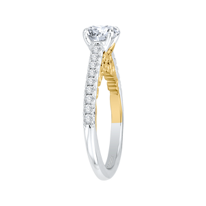 14K Two Tone Gold Round Diamond Engagement Ring (Semi Mount)