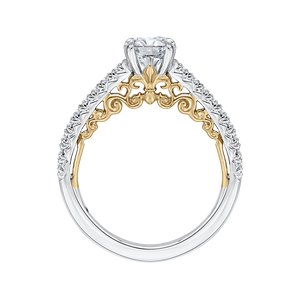 14K Two Tone Gold Round Diamond Engagement Ring (Semi Mount)