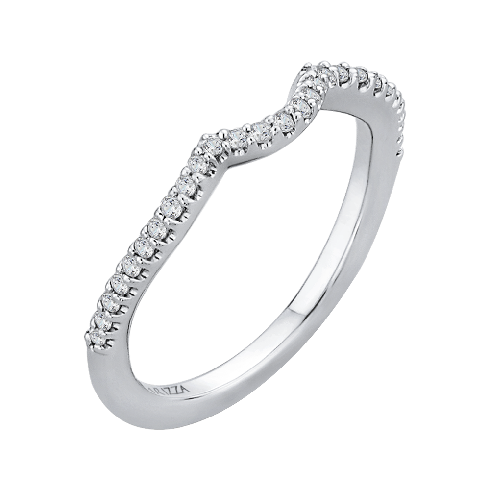 14K White Gold Round Diamond Half Eternity Wedding Band