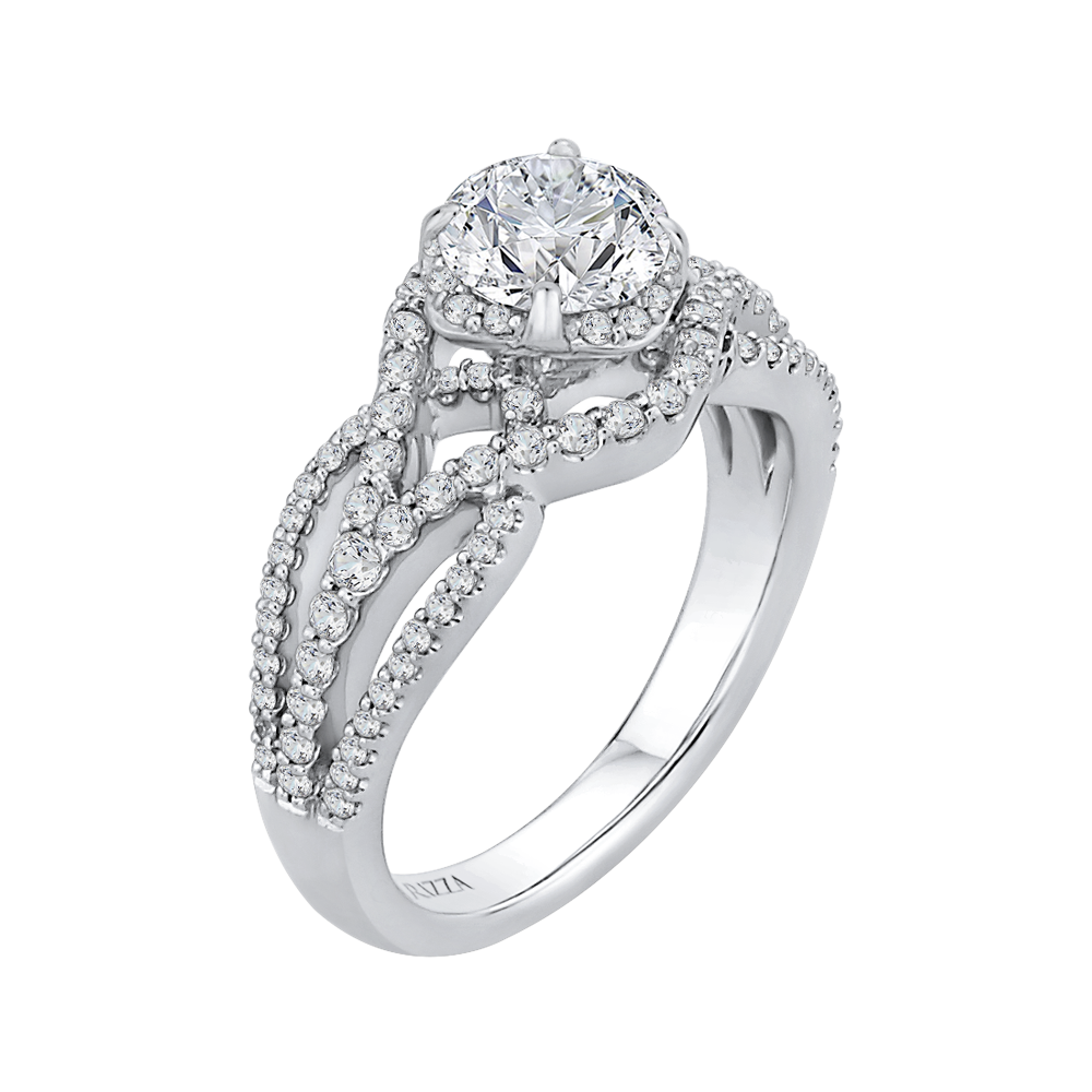 14K White Gold Round Diamond Engagement Ring with Split Shank (Semi Mount)