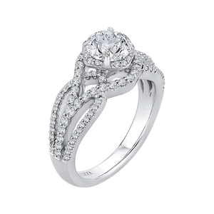 14K White Gold Round Diamond Engagement Ring with Split Shank (Semi Mount)