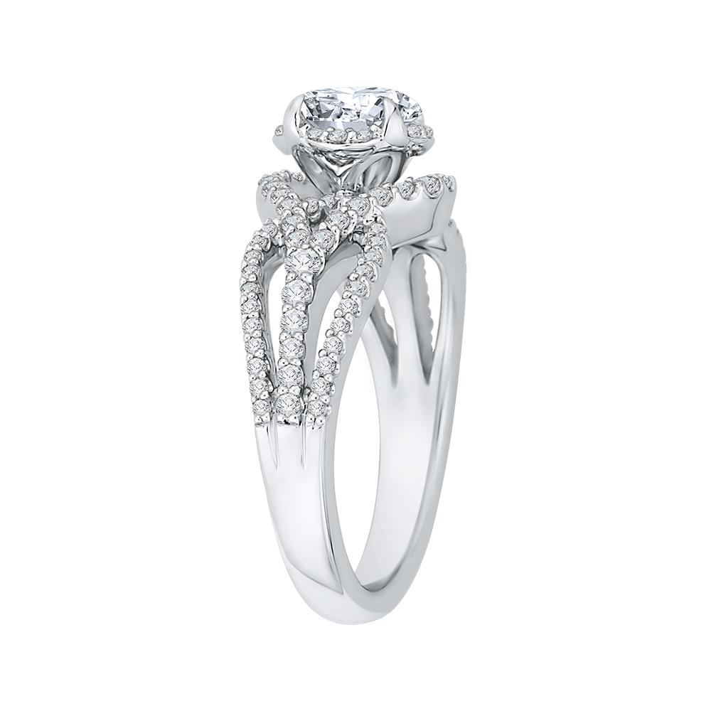 14K White Gold Round Diamond Engagement Ring with Split Shank (Semi Mount)